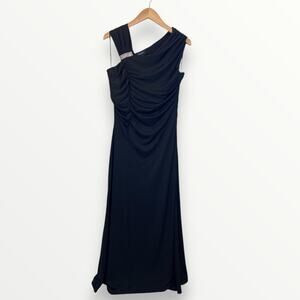 Ashro Rhinestone Asymmetrical Evening Dress Black Women's Medium